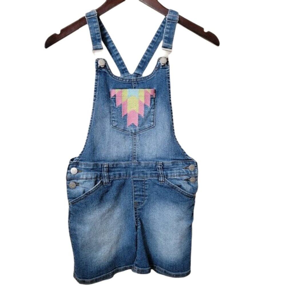 Jessica Simpson Embroidered Denim Short Overalls